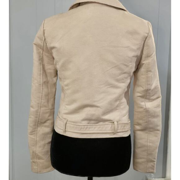 Lauren Conrad Runway LC MOTO‎ Size 2 Women Faux Vegan Leather Suede Crop Jacket - Picture 2 of 9